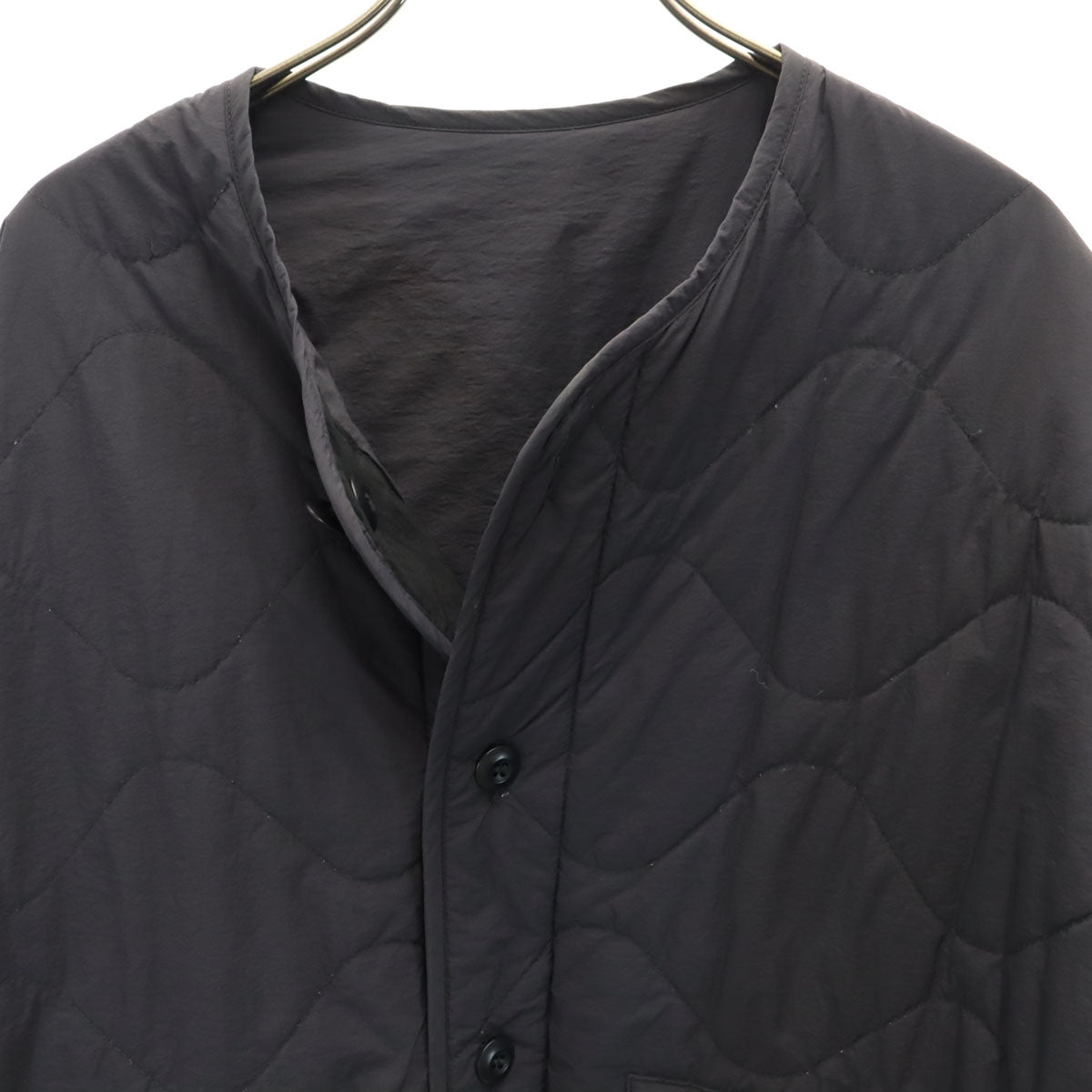 Hakuu ハクウ キルティングジャケット S チャコール リバーシブル フードマフラー付き レディース