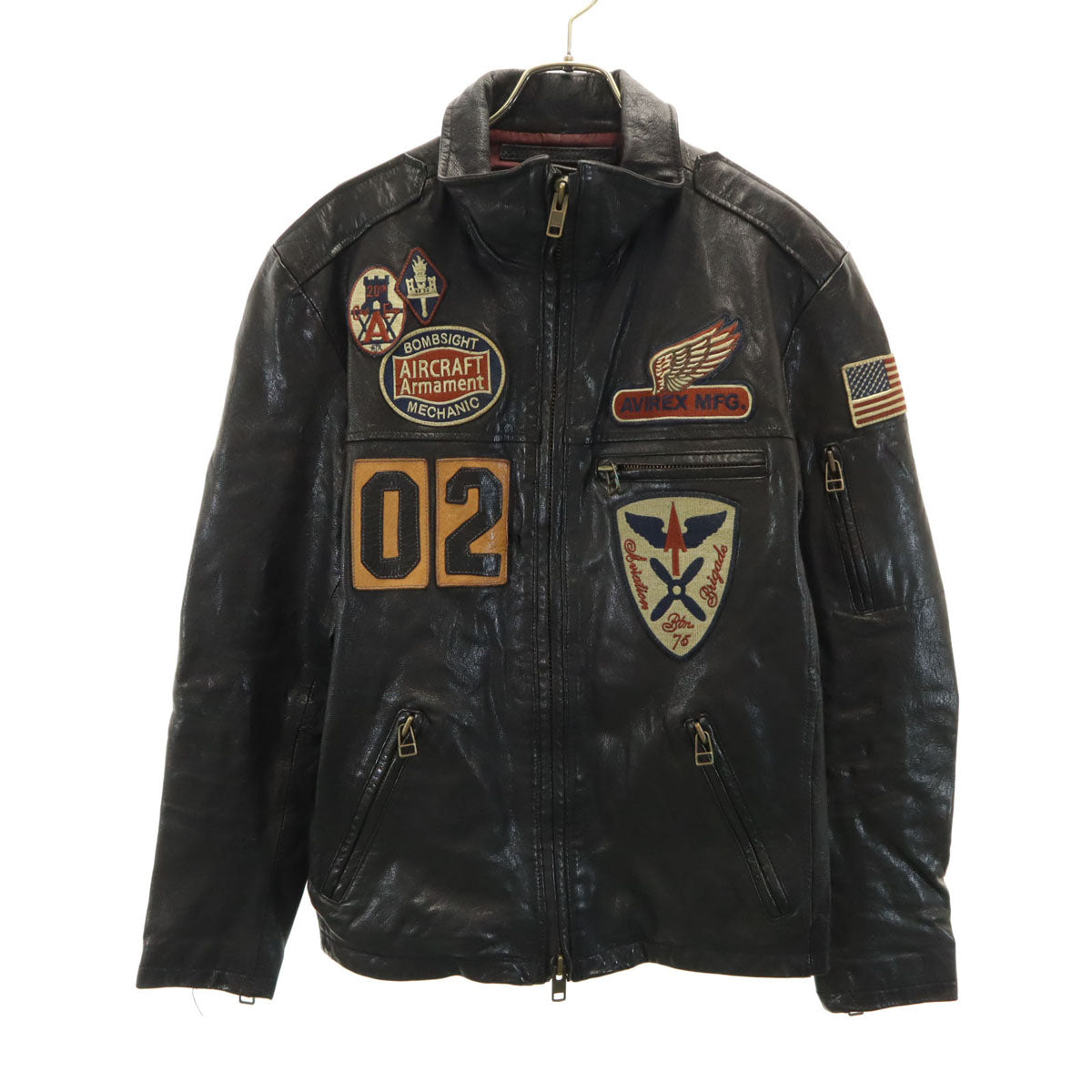 AVIREX アヴィレックス パッチドゴート レザージャケット L ブラック メンズ