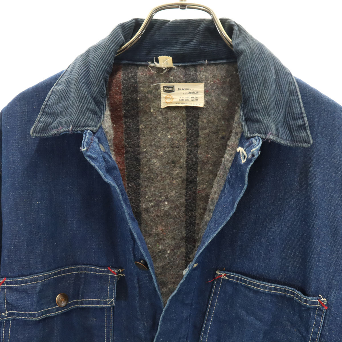 Sears シアーズ 70s ヴィンテージ デニム カバーオール M インディゴ 裏ブランケット メンズ