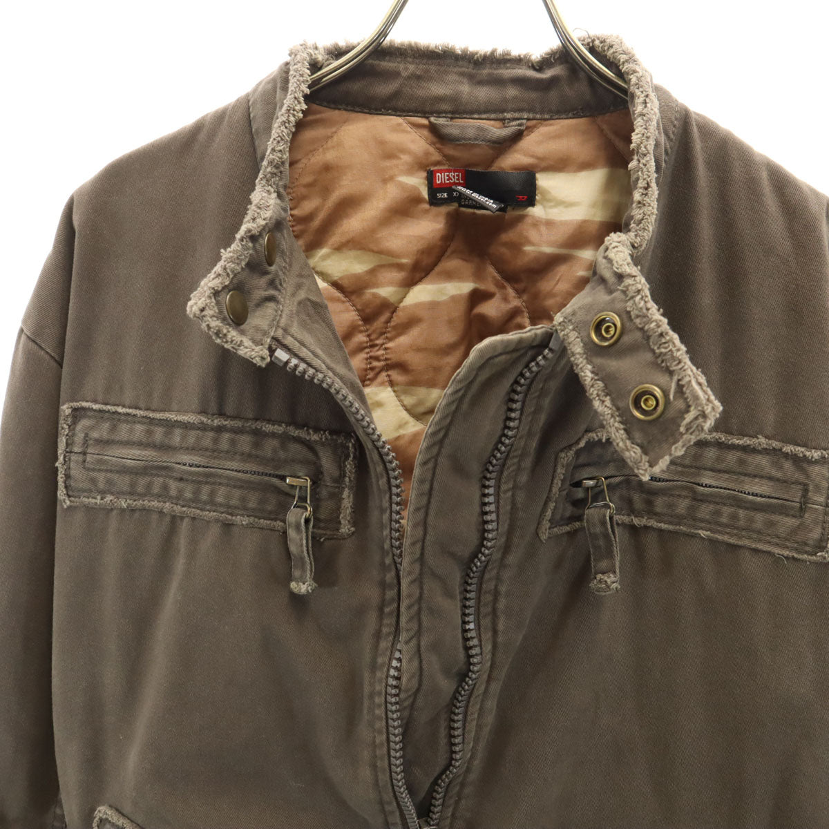 DIESEL ディーゼル バンドカラー コットンジャケット XXL チャコールグレー ビッグサイズ レディース