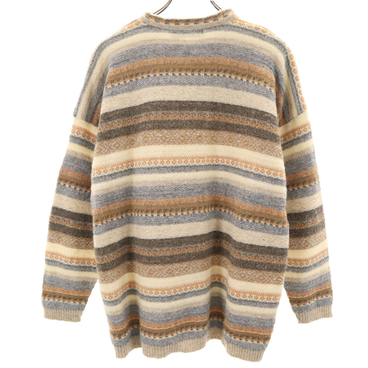 LE LAUREAT 90s フランス製 モヘア混 オールド フェアアイル柄 長袖 セーター M ベージュ ニット メンズ