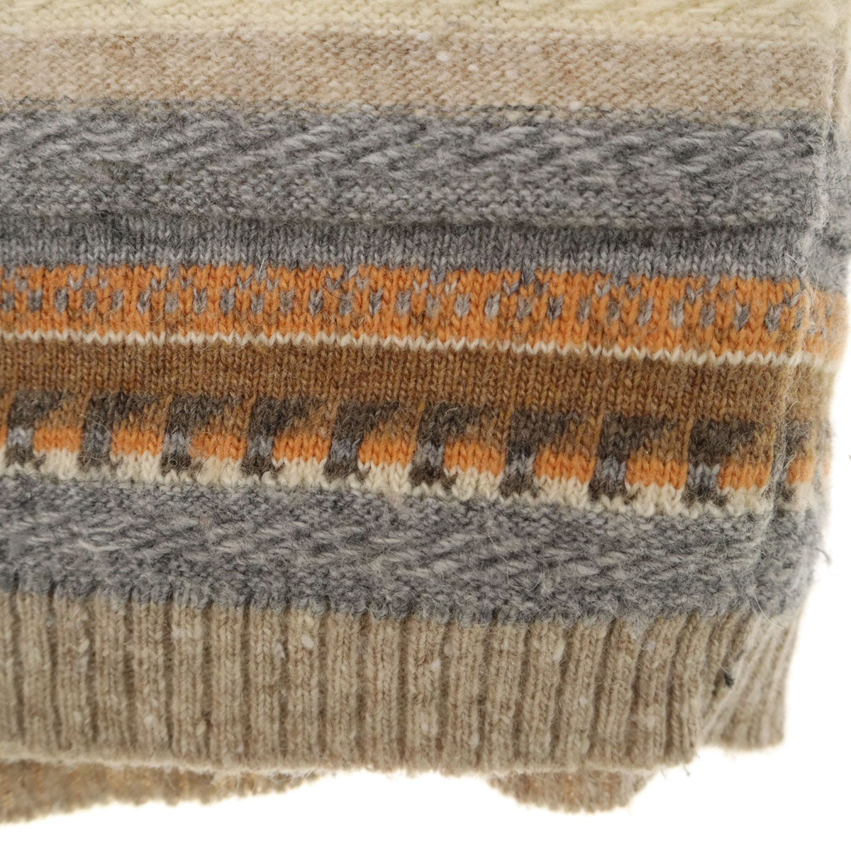 LE LAUREAT 90s フランス製 モヘア混 オールド フェアアイル柄 長袖 セーター M ベージュ ニット メンズ