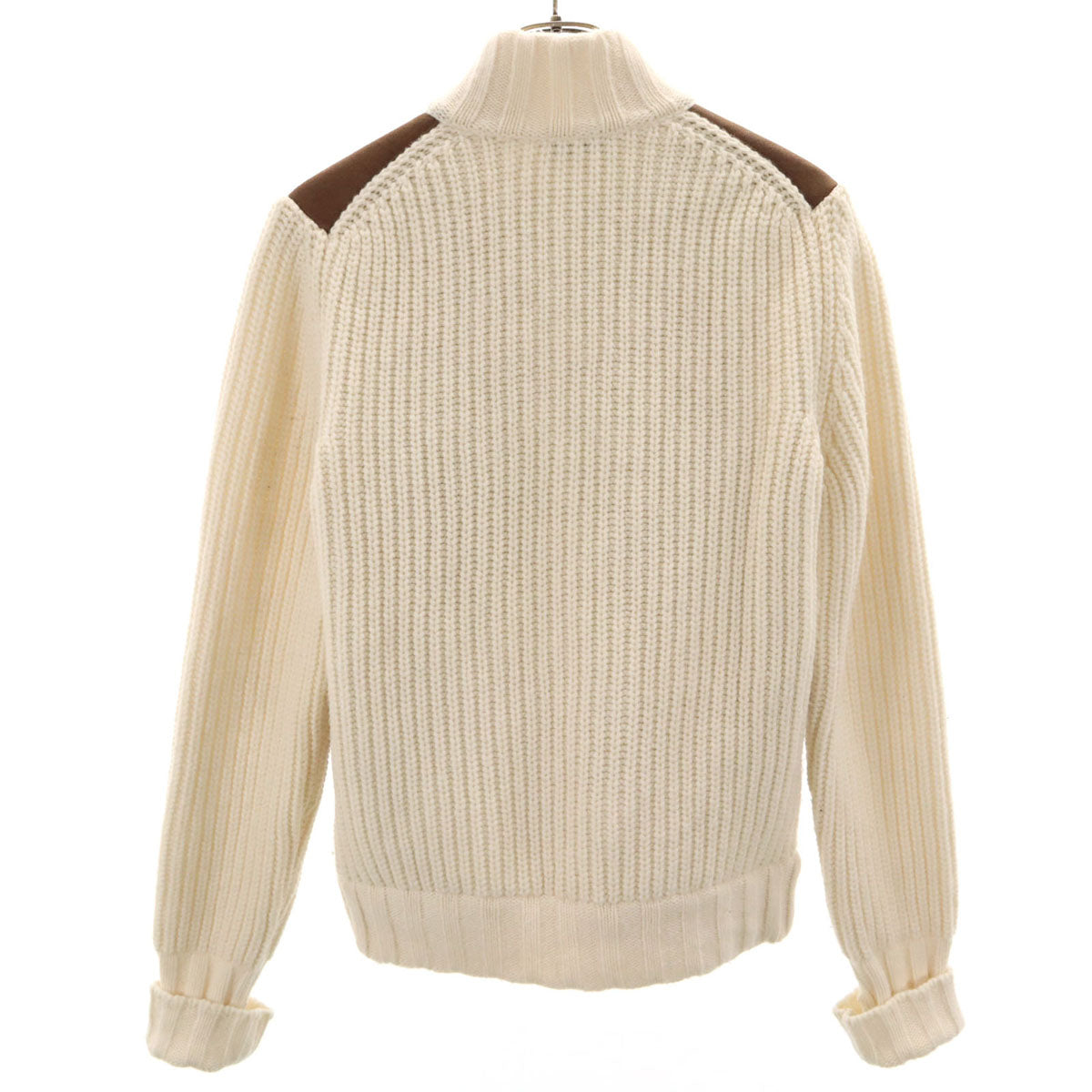 Gran Sasso グランサッソ イタリア製 フェイクレザー ニットジャケット アイボリー レディース