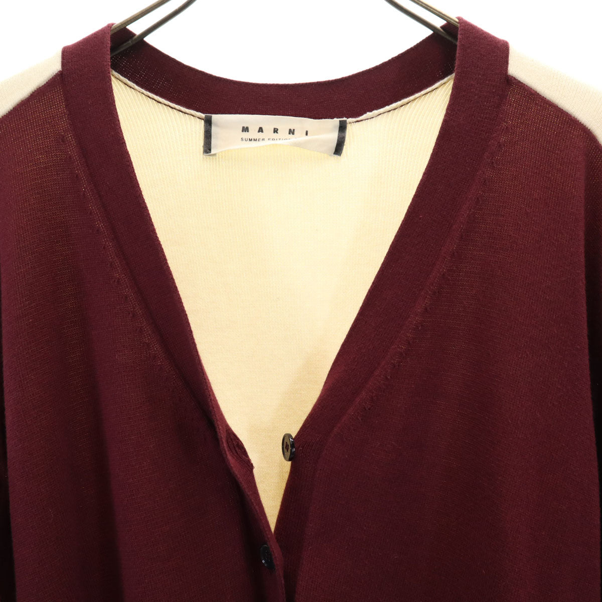 MARNI マルニ イタリア製 長袖 Vネック ニットカーディガン 38 ワインレッド レディース