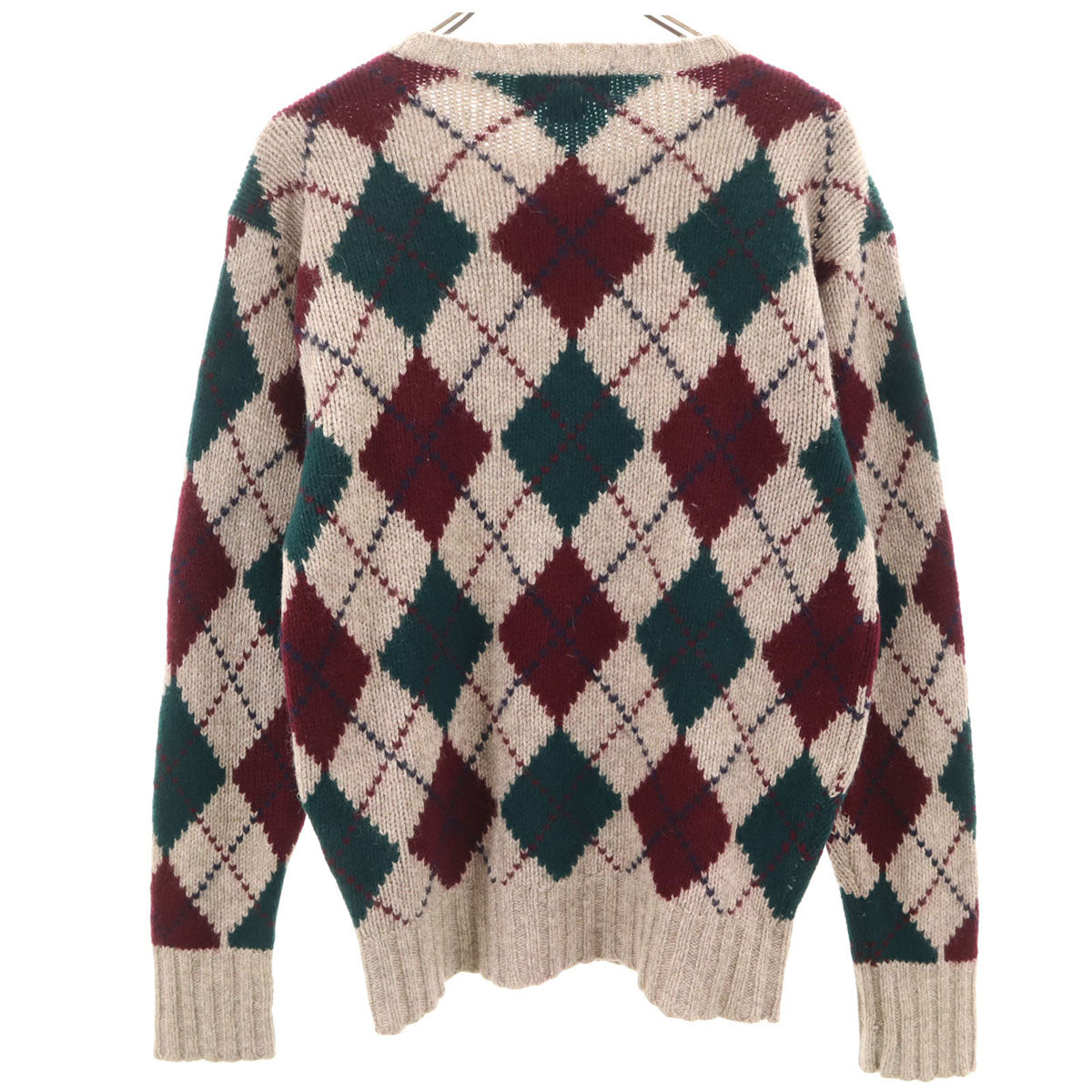 Polo by Ralph Lauren ポロバイラルフローレン 90s シルクリネンブレンド オールド アーガイル柄 長袖 セーター M グレージュ系 ニット メンズ