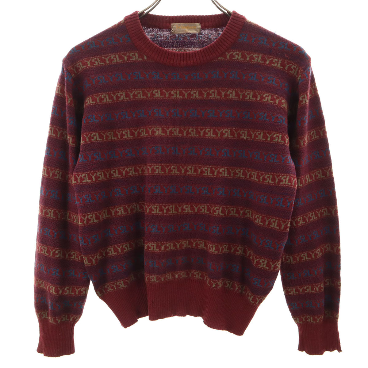 YVES SAINT LAURENT イヴサンローラン 90s オールド 総柄 長袖 セーター S パープル系 ニット レディース