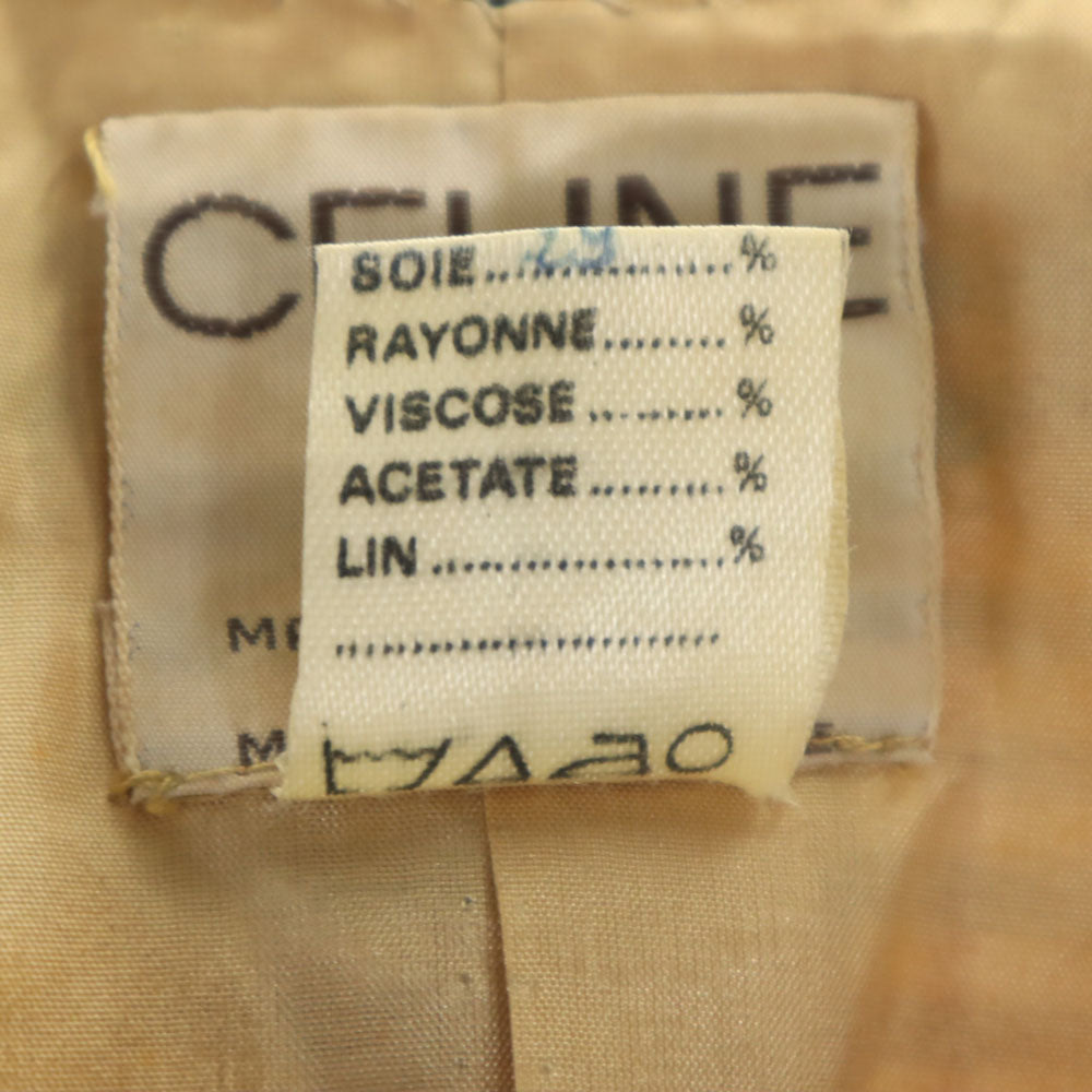 CELINE セリーヌ 80s 90s フランス製 オールド チェック柄 カジュアル スカートスーツ 上下 セットアップ 42 ベージュ レディース