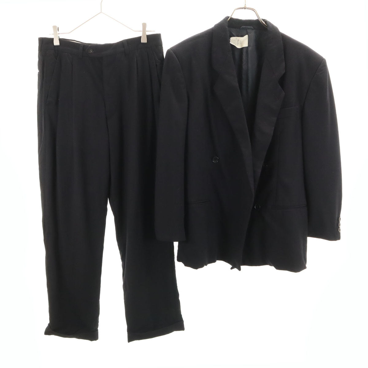 GIORGIO ARMANI ジョルジオアルマーニ イタリア製 ダブル スーツ 上下 セットアップ 46 ブラック メンズ