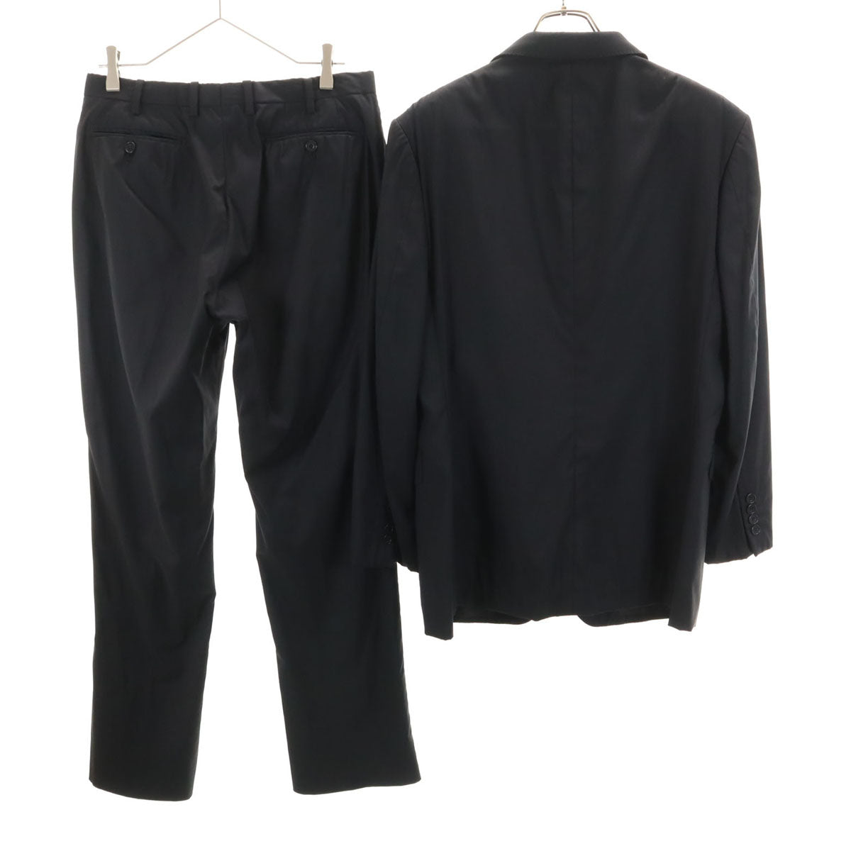 BURBERRY BLACK LABEL バーバリーブラックレーベル 日本製 ストライプ柄 スーツ 上下 セットアップ 40R ブラック 三陽商会 メンズ