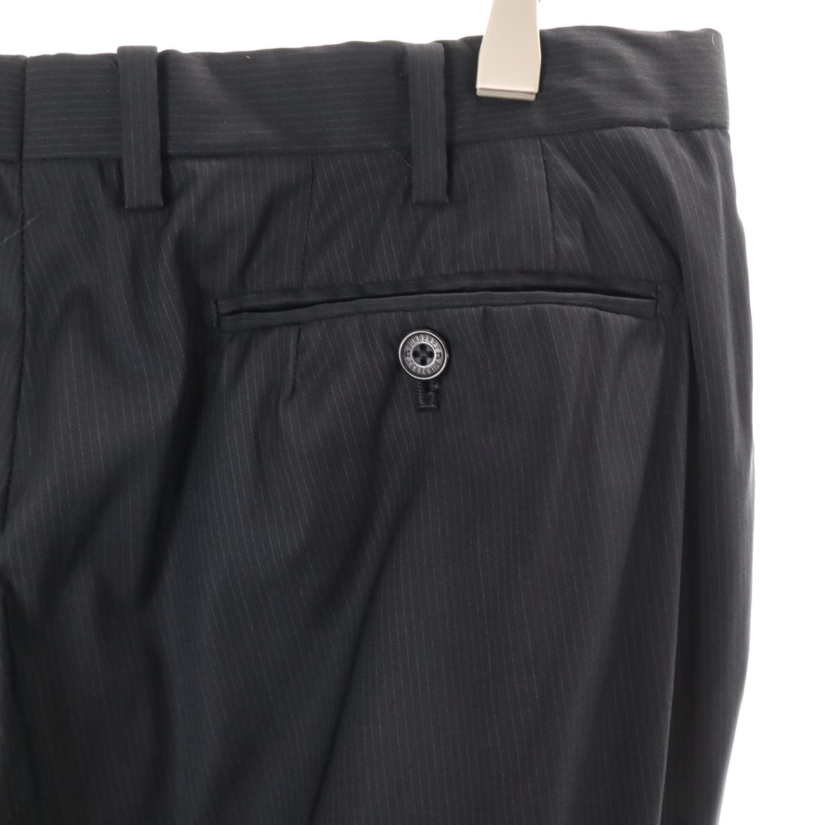 BURBERRY BLACK LABEL バーバリーブラックレーベル 日本製 ストライプ柄 スーツ 上下 セットアップ 40R ブラック 三陽商会 メンズ