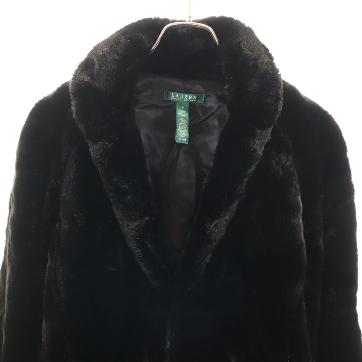 LAUREN RALPH LAUREN ローレンラルフローレン フェイクファー ジャケット M ブラック レディース