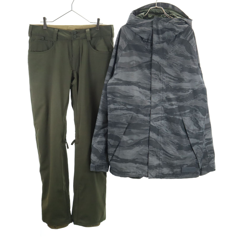 BURTON バートン カモフラ柄 スノーボード ジャケット 上下 セットアップ M グレー系 ウィンタースポーツ メンズ