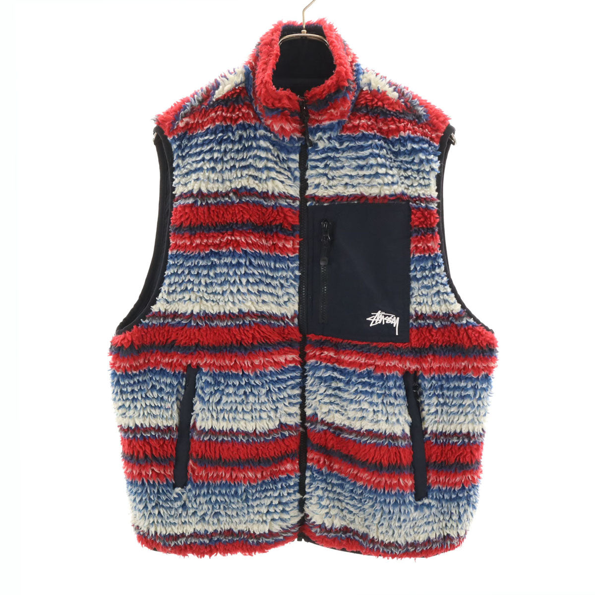STUSSY ステューシー 総柄 スリース ベスト M ネイビー系 メンズ