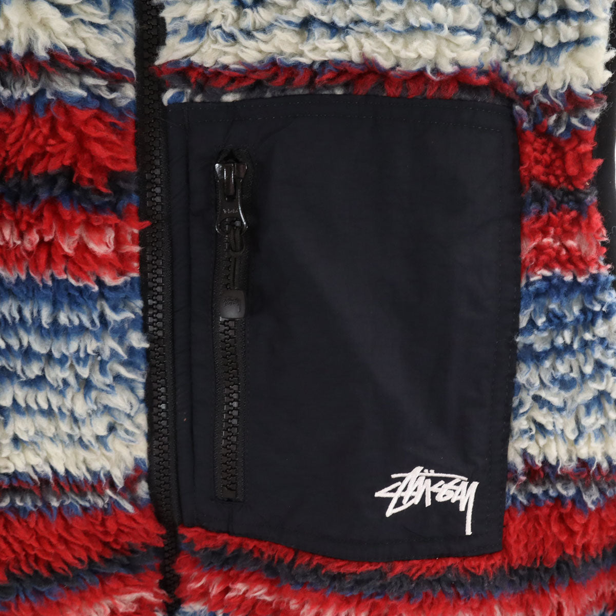 STUSSY ステューシー 総柄 スリース ベスト M ネイビー系 メンズ