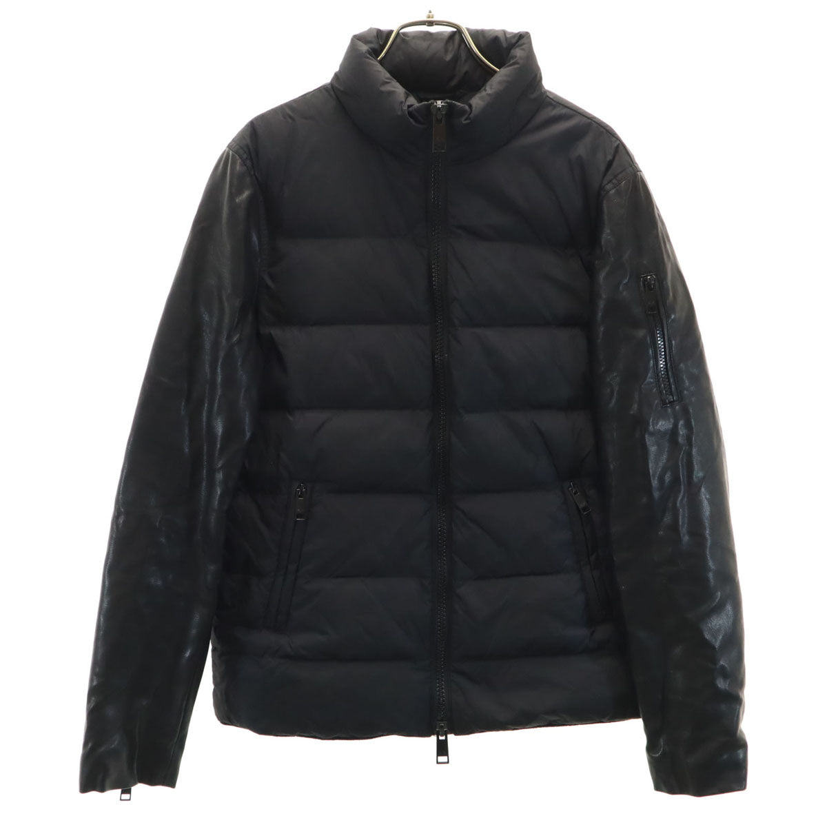 ARMANI EXCHANGE アルマーニエクスチェンジ レザー切替 ダウンジャケット XS ブラック メンズ