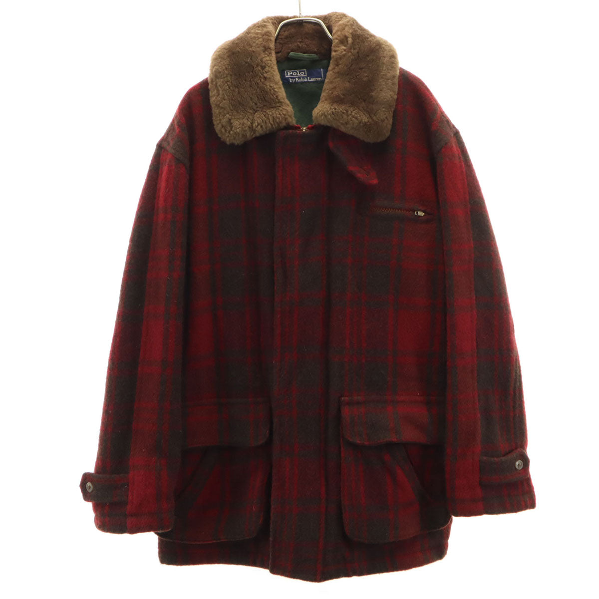 Polo by Ralph Lauren ポロバイラルフローレン 90s オールド チェック柄 ウールジャケット M 赤系 メンズ