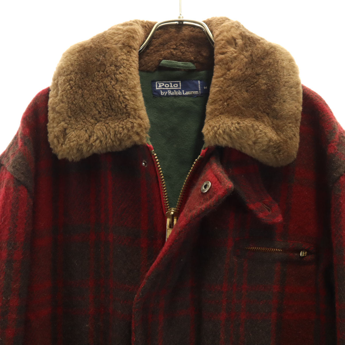 Polo by Ralph Lauren ポロバイラルフローレン 90s オールド チェック柄 ウールジャケット M 赤系 メンズ