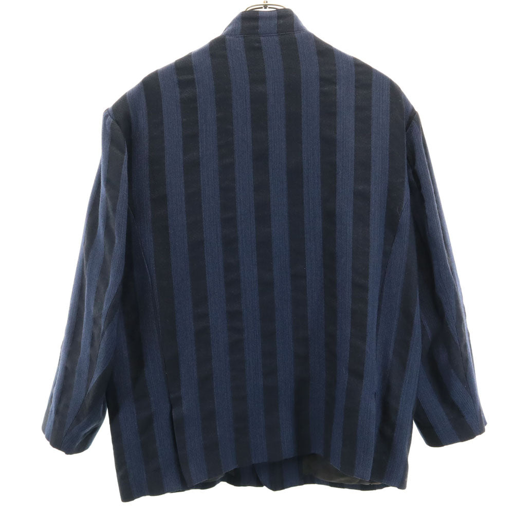 MICHIKO KOSHINO ミチココシノ 日本製 ストライプ柄 バンドカラー ジャケット M ネイビー メンズ