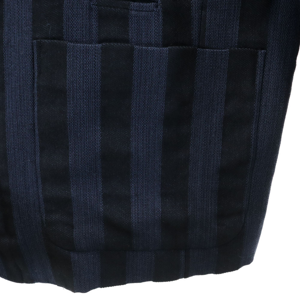 MICHIKO KOSHINO ミチココシノ 日本製 ストライプ柄 バンドカラー ジャケット M ネイビー メンズ