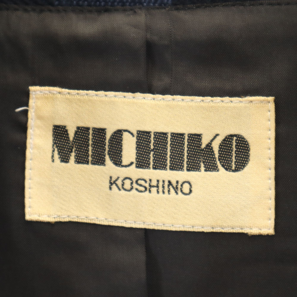 MICHIKO KOSHINO ミチココシノ 日本製 ストライプ柄 バンドカラー ジャケット M ネイビー メンズ