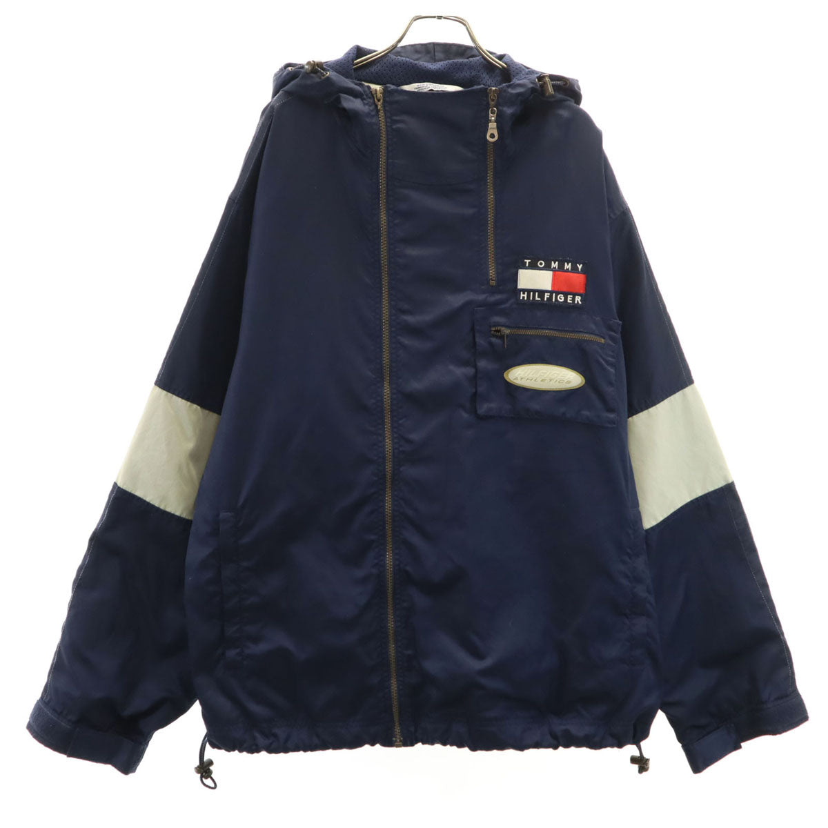 TOMMY HILFIGER トミーヒルフィガー 90s オールド フラッグタグ ナイロンジャケット XL ネイビー 裏メッシュ メンズ