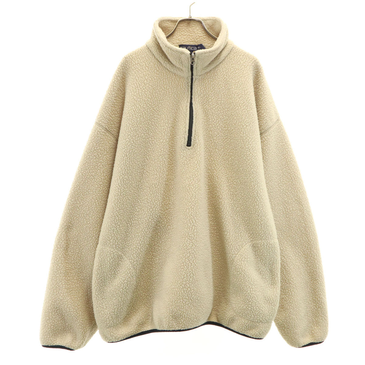 NAUTICA ノーティカ 90s USA製 オールド ハーフジップ ボアジャケット XXL ベージュ プルオーバー ビッグサイズ メンズ