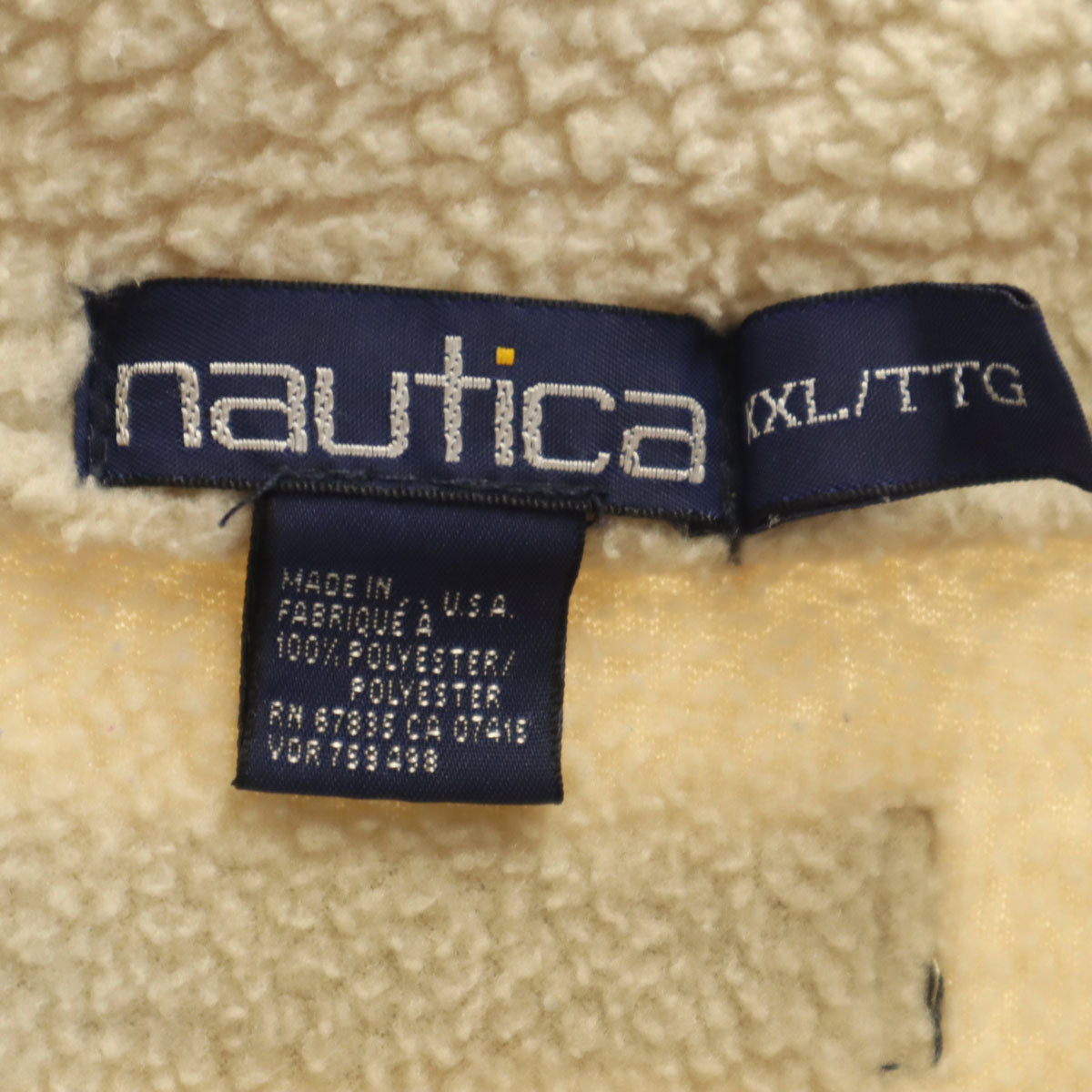 NAUTICA ノーティカ 90s USA製 オールド ハーフジップ ボアジャケット XXL ベージュ プルオーバー ビッグサイズ メンズ