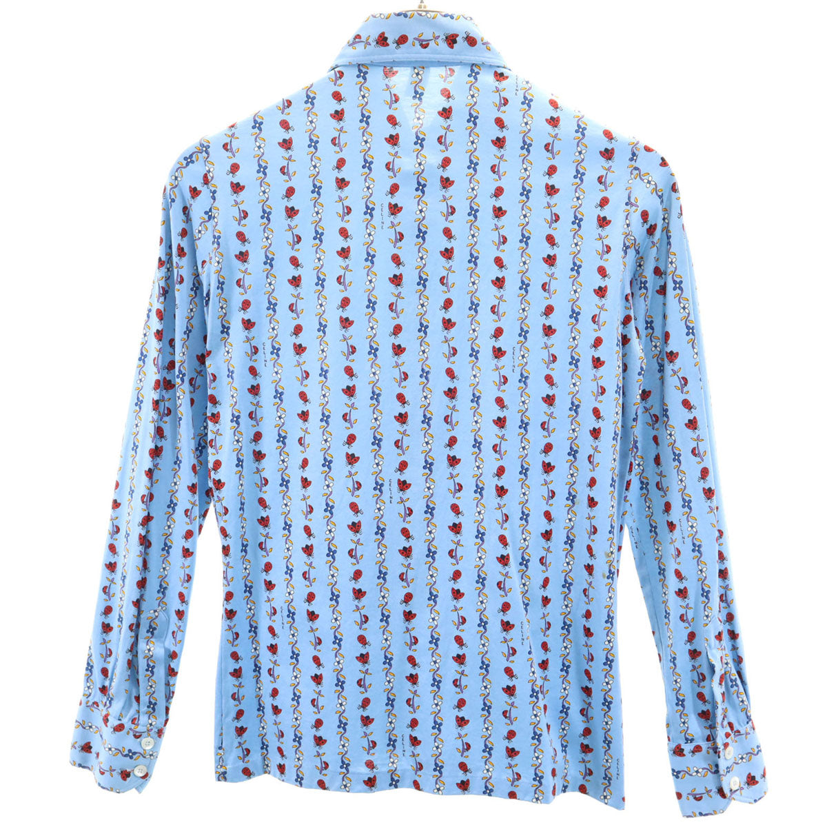 CELINE セリーヌ 90s スイス製 オールド ジェーシーシー てんとう虫柄 長袖 シャツ 36 水色 レディース CELINE セリーヌ 90s スイス製 オールド ジェーシーシー てんとう虫柄