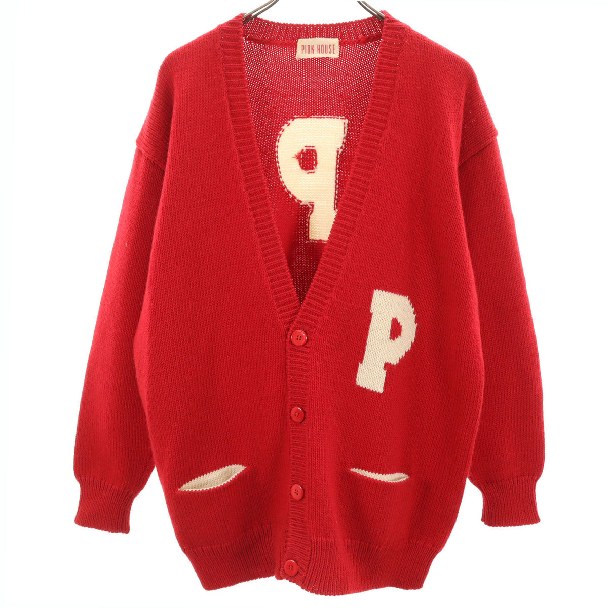 PINK HOUSE ピンクハウス 90s オールド 長袖 ニットカーディガン レッド レディース