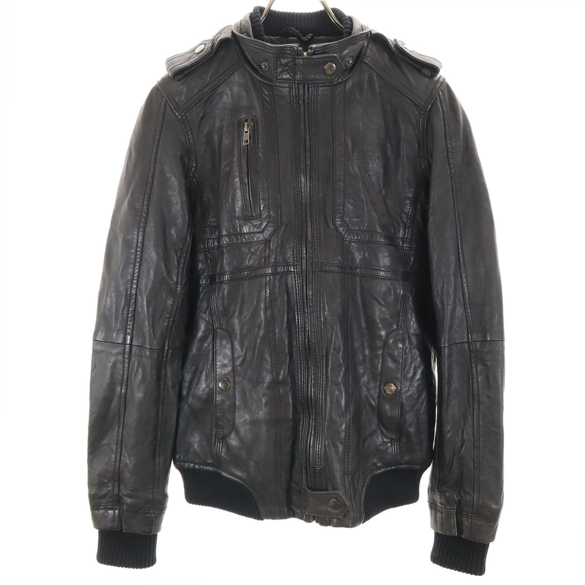 HILFIGER DENIM ヒルフィガーデニム シングルライダースジャケット M ブラック トミーヒルフィガー レディース