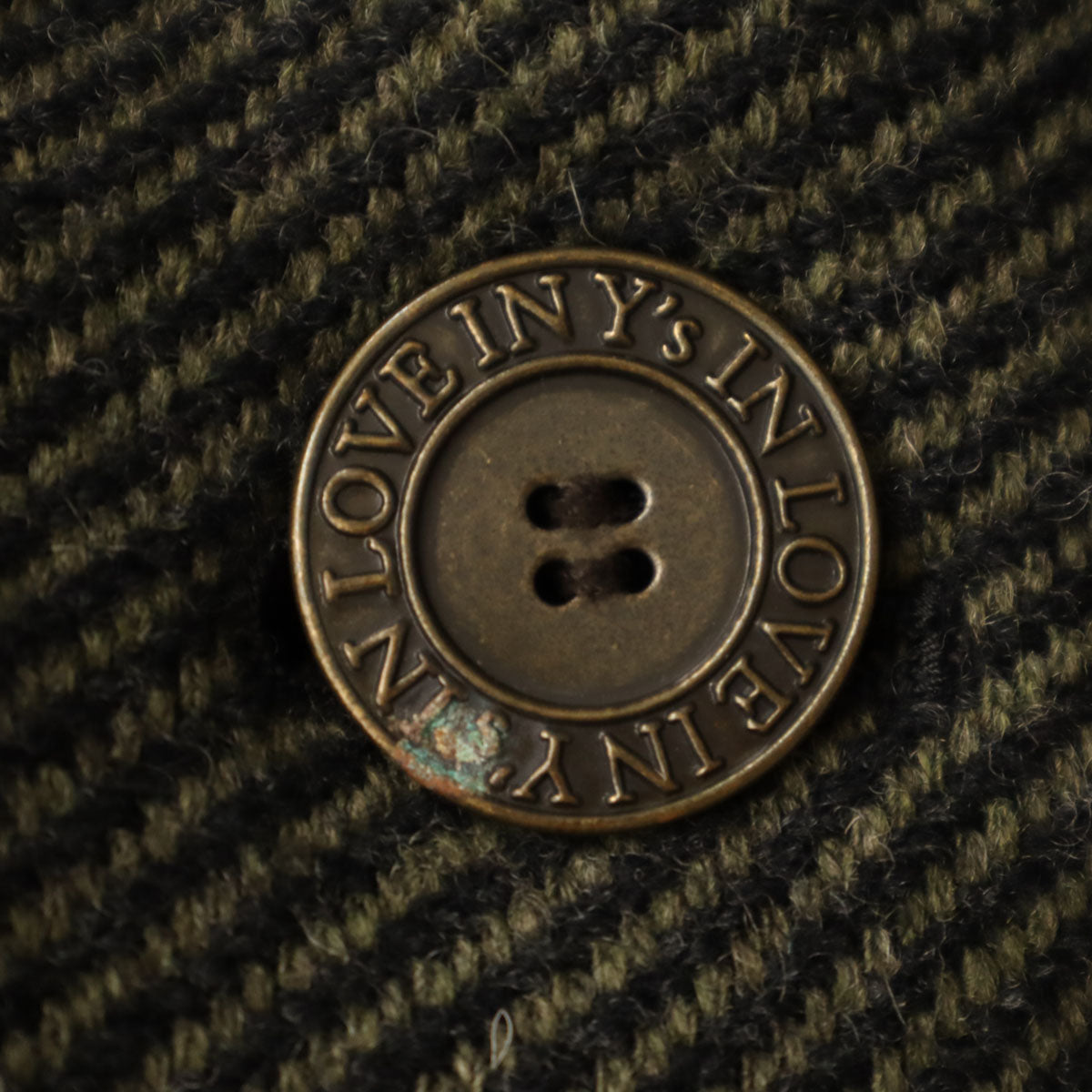 美品 Y's ワイズ 日本製 斜ストライプ柄 ショート丈 ウールジャケット 1 カーキ ヨウジヤマモト レディース