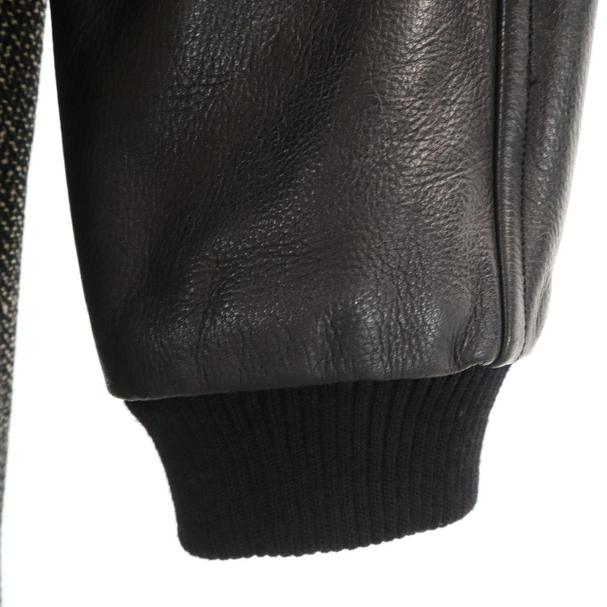 Y's ワイズ 80s ヴィンテージ 鹿革 レザー切替 ウール ステンカラーコート ブラック ヨウジヤマモト メンズ