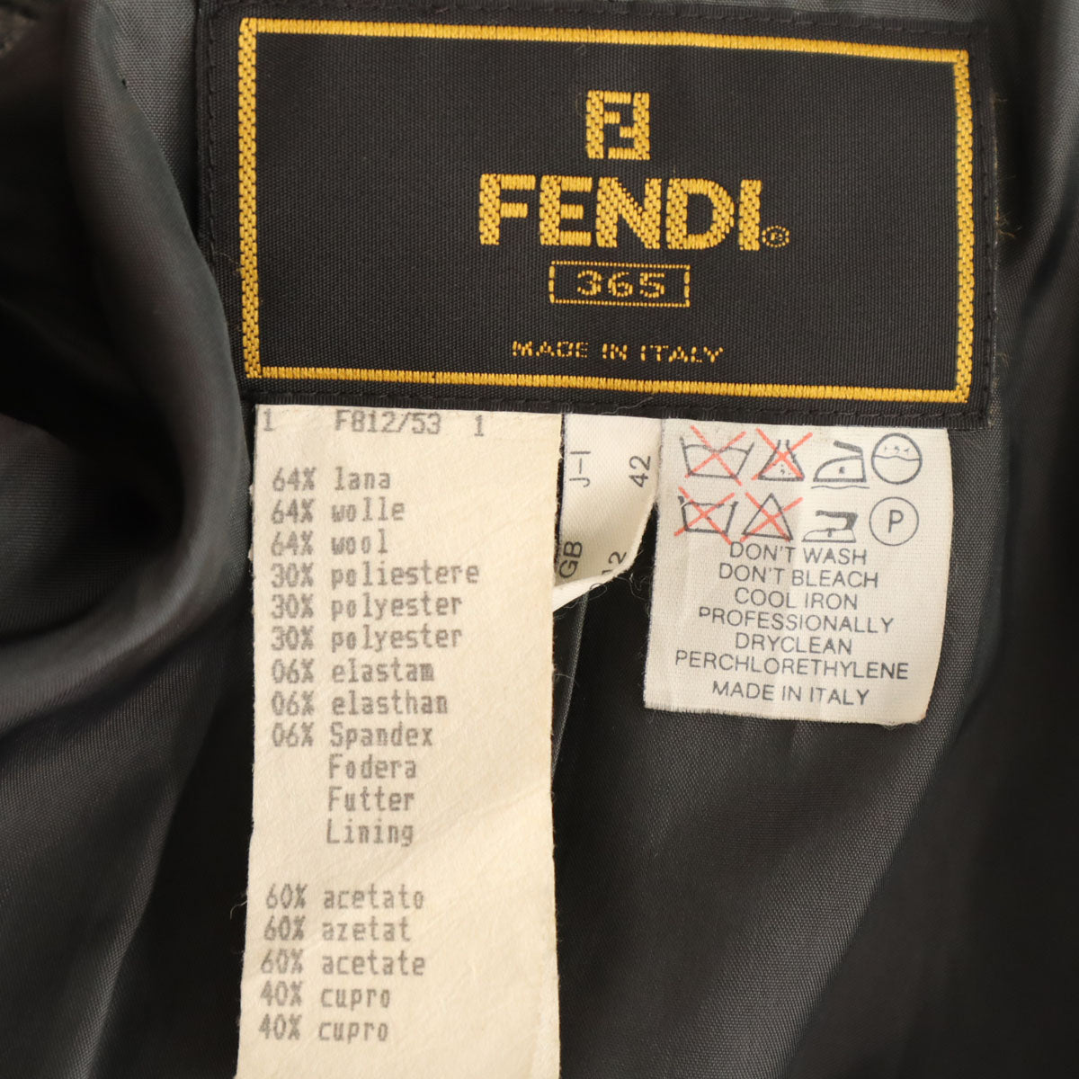FENDI フェンディ 90s イタリア製 オールド ウールジャケット 42 グレー レディース