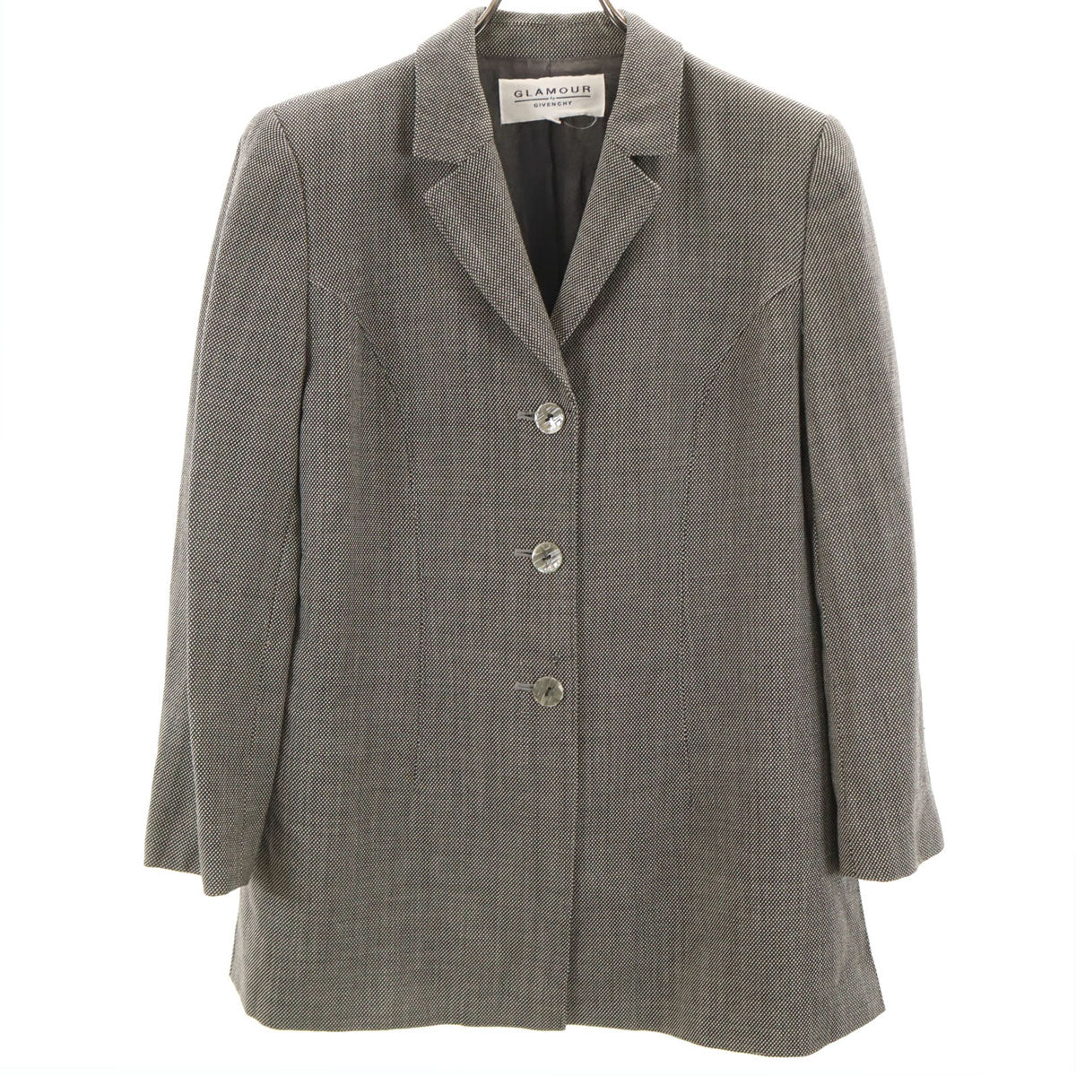 GLAMOUR by GIVENCHY グラマーバイジバンシー 90s 日本製 オールド バーズアイ柄 テーラードジャケット 44 グレージュ レディース