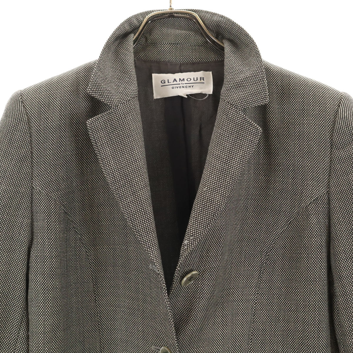 GLAMOUR by GIVENCHY グラマーバイジバンシー 90s 日本製 オールド バーズアイ柄 テーラードジャケット 44 グレージュ レディース