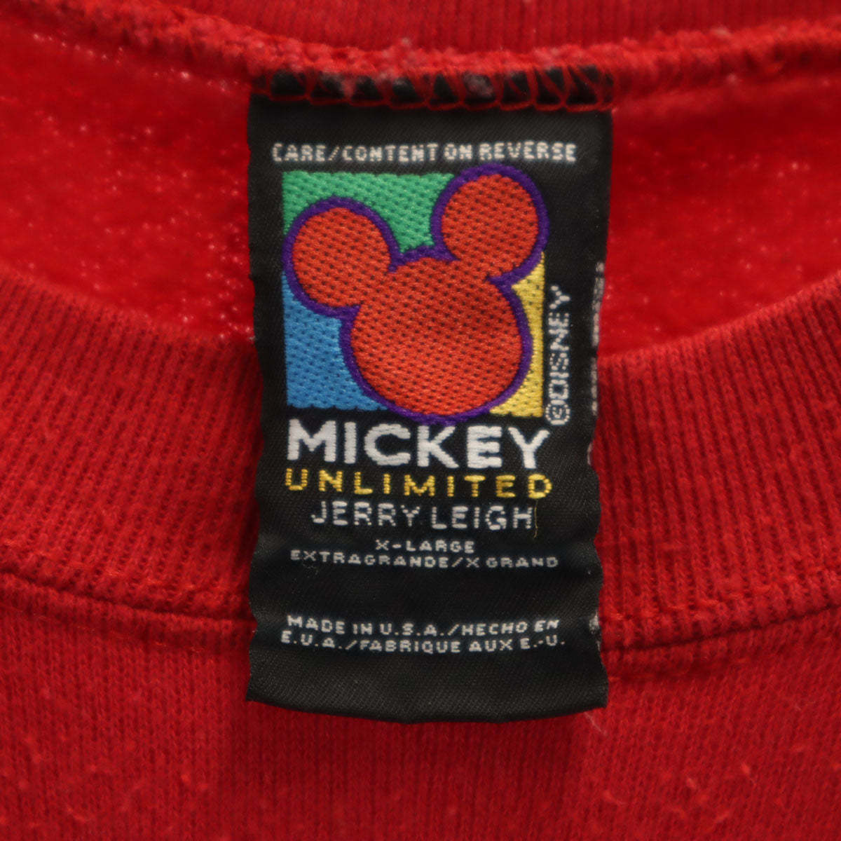 MICKEY UNLIMITED ミッキー アンリミテッド 90s オールド USA製 ミッキーマウス 長袖 トレーナー XL レッド スウェット ディズニー メンズ