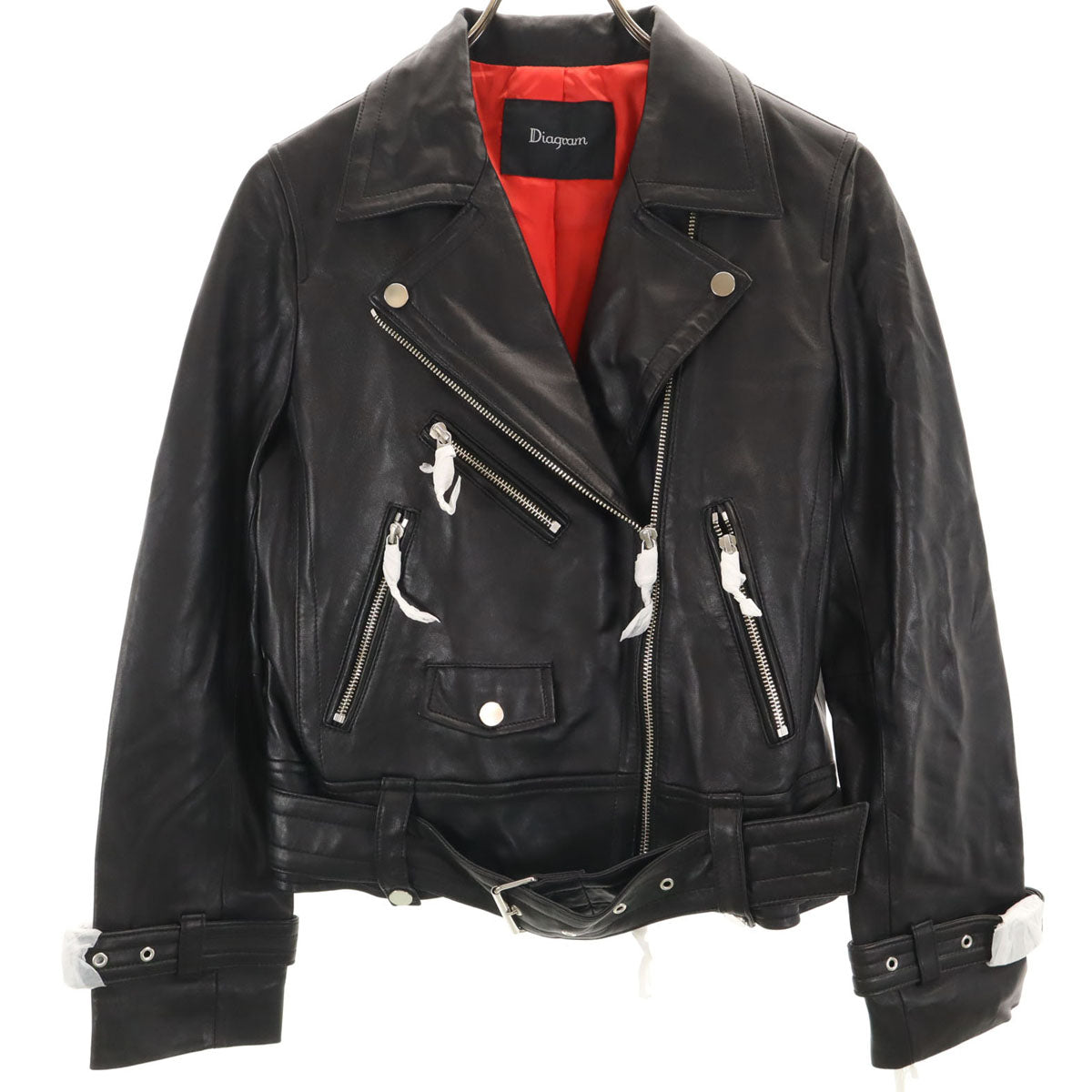 未使用 Diagram ダイアグラム レザー ライダースジャケット 36 ブラック系 レディース