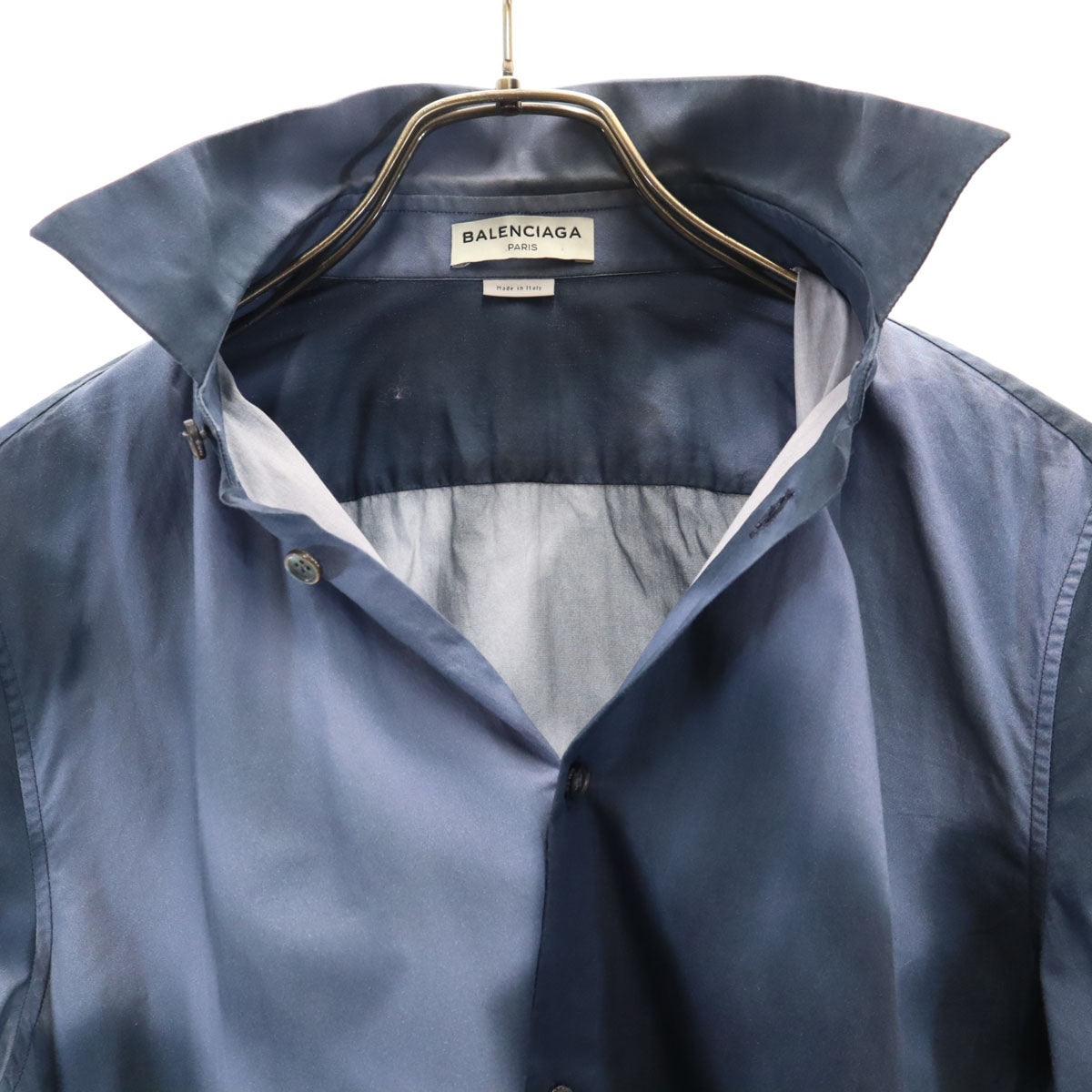 BALENCIAGA バレンシアガ イタリア製 タイダイ柄 長袖 シャツ 38 ネイビー メンズ