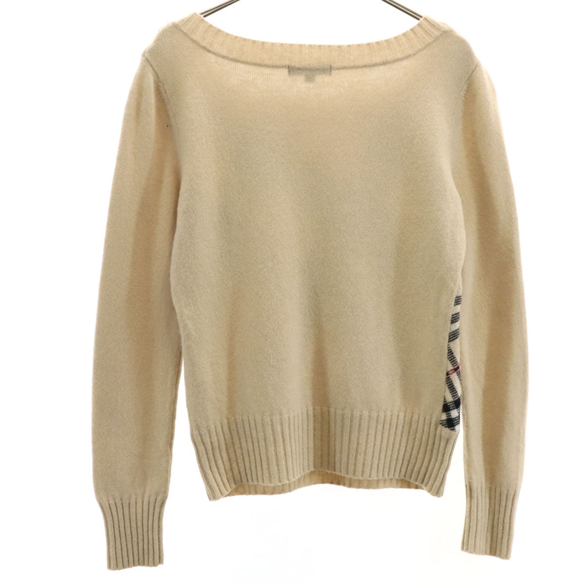 BURBERRY ベージュ チェック柄 ニットセーター 40 BURBERRY - バーバリー ニット セーター チェック ウール プル