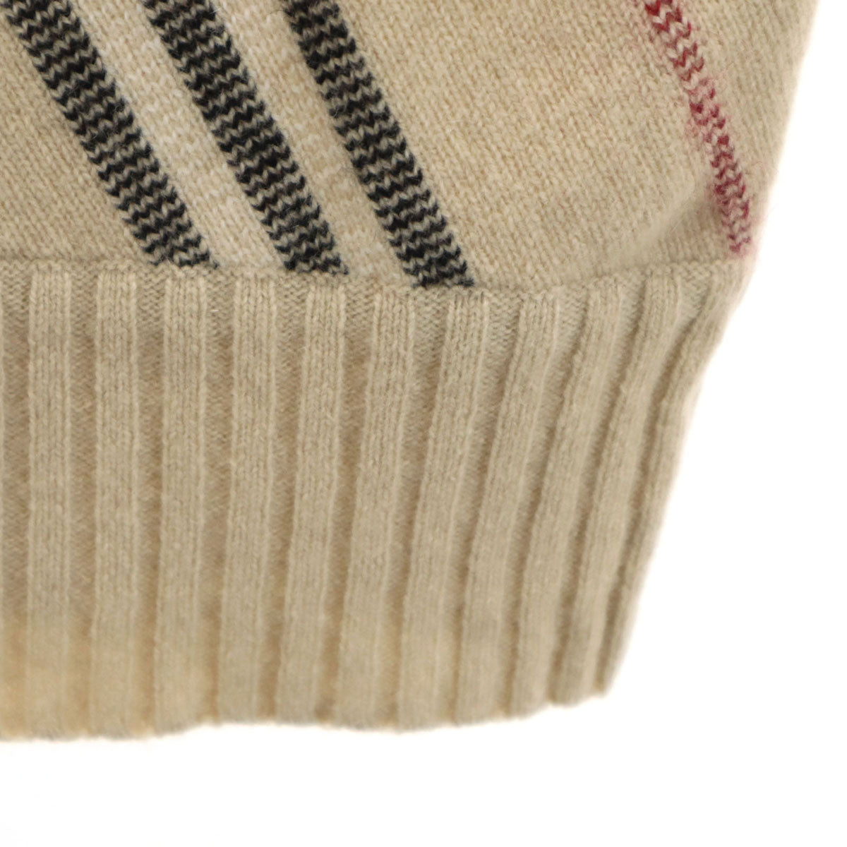 BURBERRY バーバリー ウールブレンド チェック柄 長袖 スクエアネック セーター 2 ベージュ 三陽商会 ニット レディース