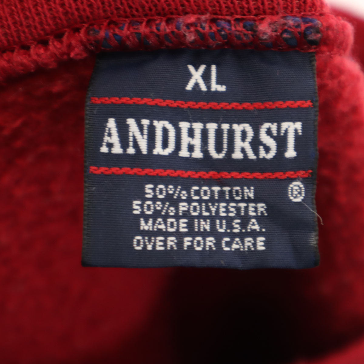 ANDHURST 90s USA製 オールド 長袖 スウェット トレーナー XL レッド 無地 メンズ