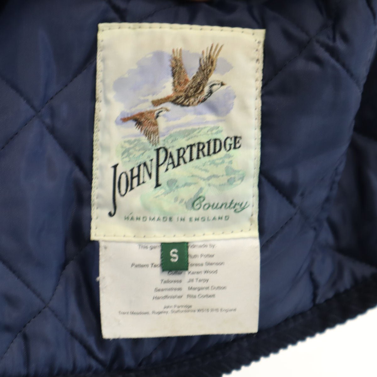 JOHN PARTRIDGE ジョン パートリッジ イングランド製 チェック キルティングジャケット S ネイビー レディース