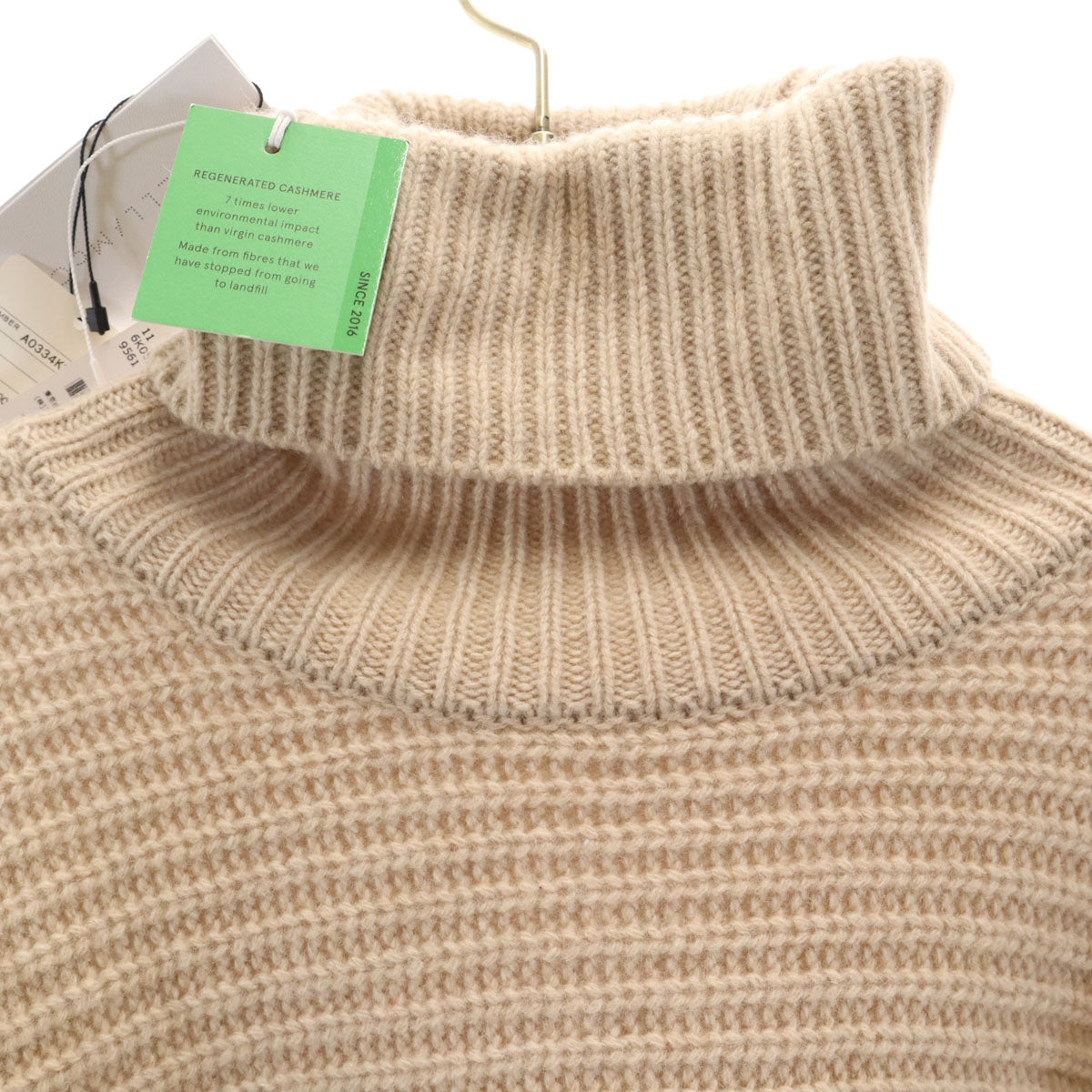 未使用 Stella McCartney ステラマッカートニー カシミヤブレンド 長袖 タートルネック セーター XS ベージュ ニット レディース