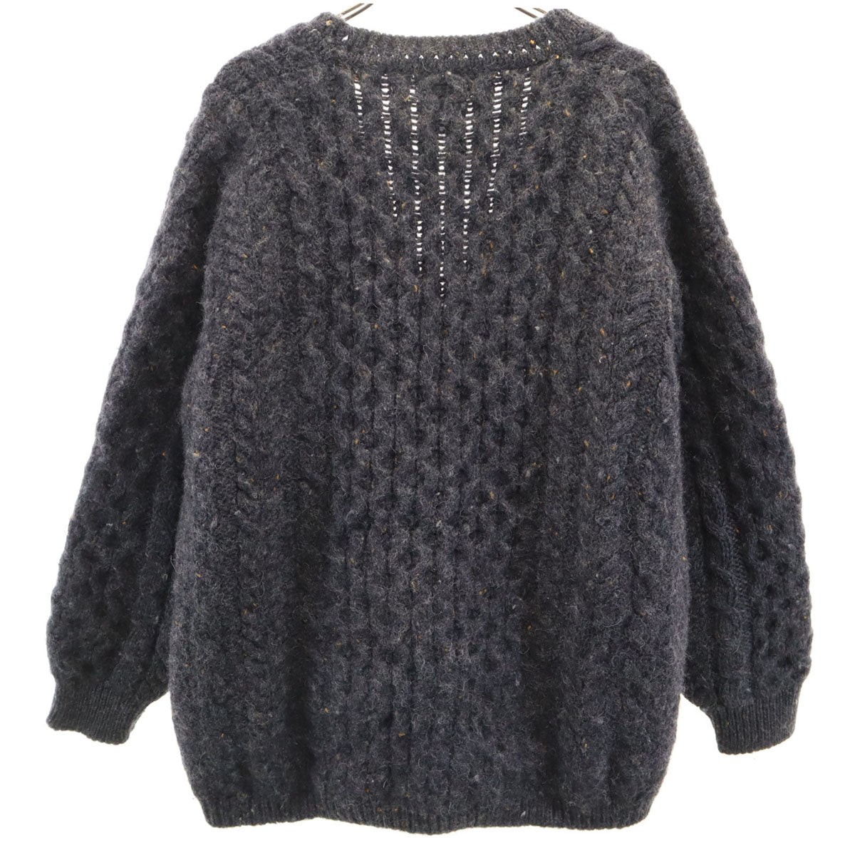 L.L.Bean エルエルビーン 80s アイルランド製 ヴィンテージ 長袖 Vネック ニットカーディガン L チャコールグレー アウトドア レディース