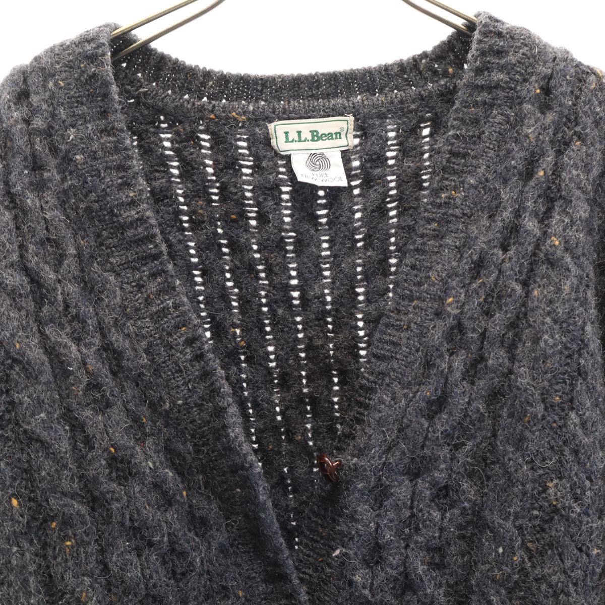 L.L.Bean エルエルビーン 80s アイルランド製 ヴィンテージ 長袖 Vネック ニットカーディガン L チャコールグレー アウトドア レディース