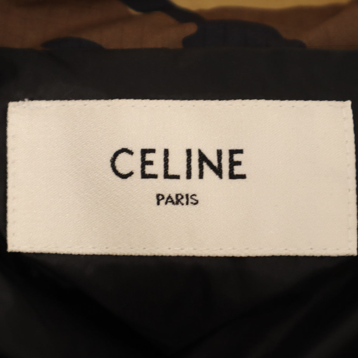 CELINE セリーヌ イタリア製 カモフラ柄切替 ハーフジップ バイマテリアル フリースジャケット 48 ブラック プルオーバー レディース