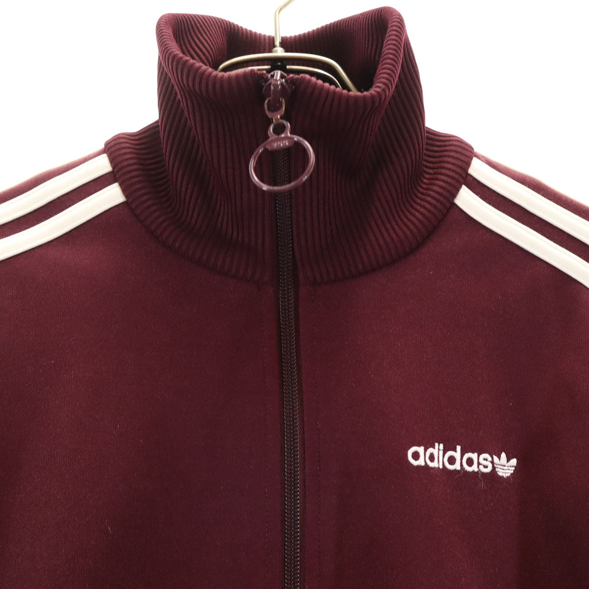 adidas アディダス トレフォイルロゴ刺繍 トラックジャケット M バーガンディ ジャージ メンズ