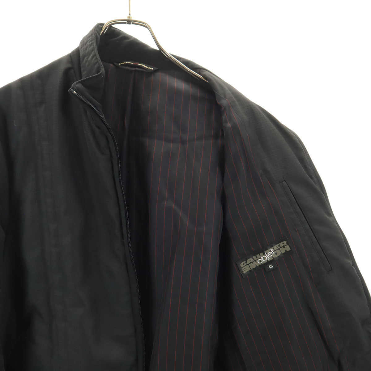 GAULTIER HOMME objet ゴルチェオムオブジェ チェック柄 中綿ジャケット 48 ブラック メンズ