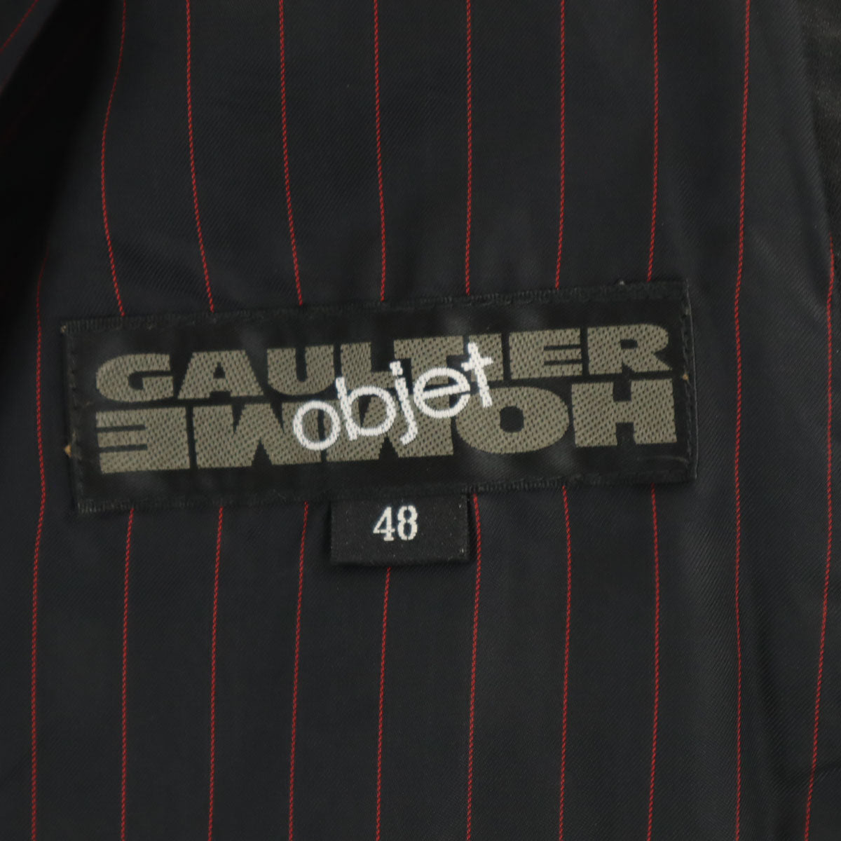 GAULTIER HOMME objet ゴルチェオムオブジェ チェック柄 中綿ジャケット 48 ブラック メンズ