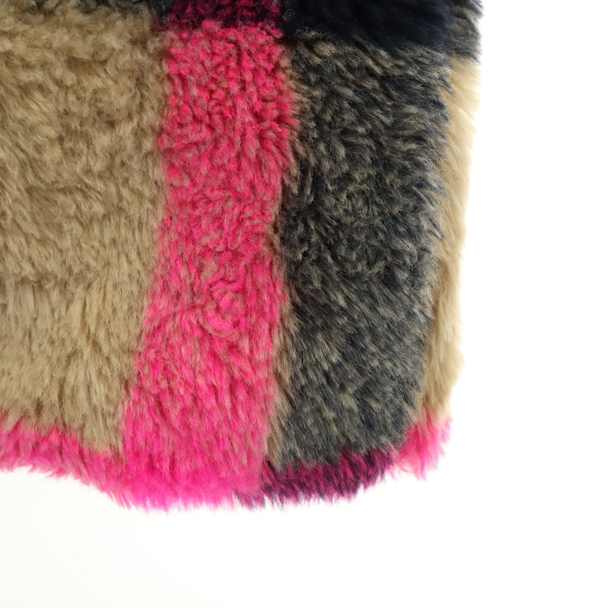 美品 Desigual デシグアル チェック柄 フェイクファー ベスト S ベージュ メンズ